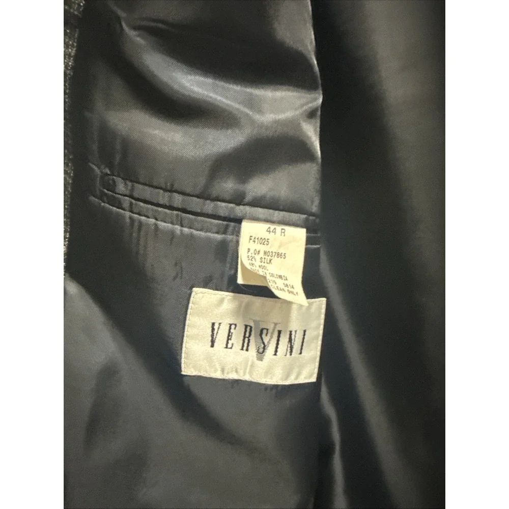 Versini‎ Mens Black Long Sleeve Notch Lapel Pockets Two-Button Blazer Size 44R